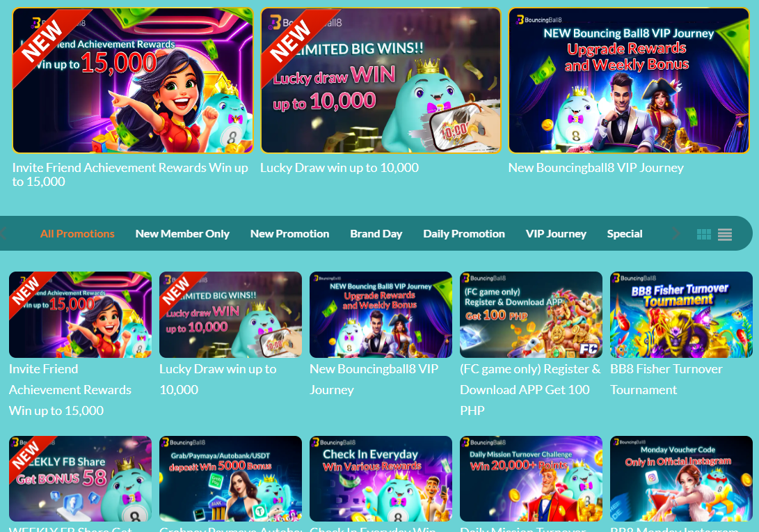 An illustration showcasing exciting promotions and bonuses at Bouncingball8, with vibrant colors and engaging graphics.